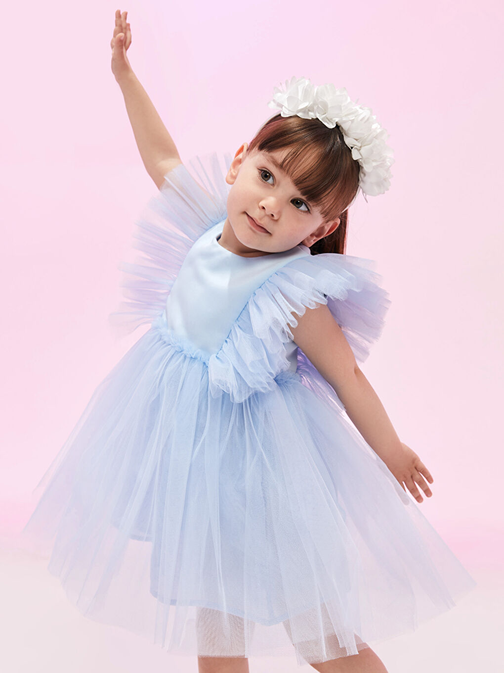LCW baby Ekru 3 Boyutlu Çiçek Detaylı Kız Bebek Taç