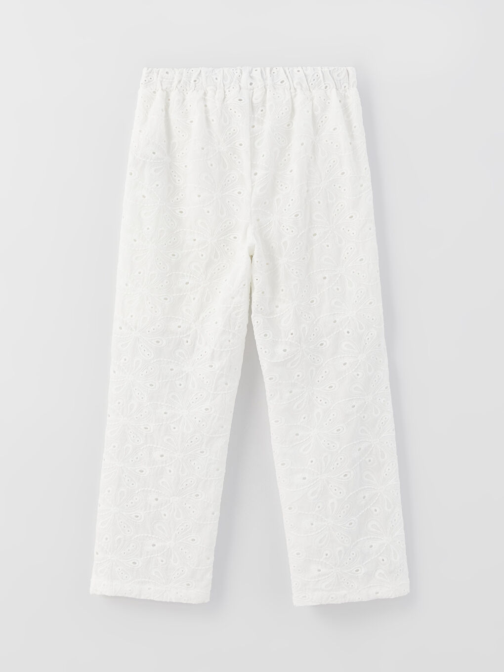 Ekru Beli Lastikli Fisto Detaylı Kız Çocuk Pantolon-1