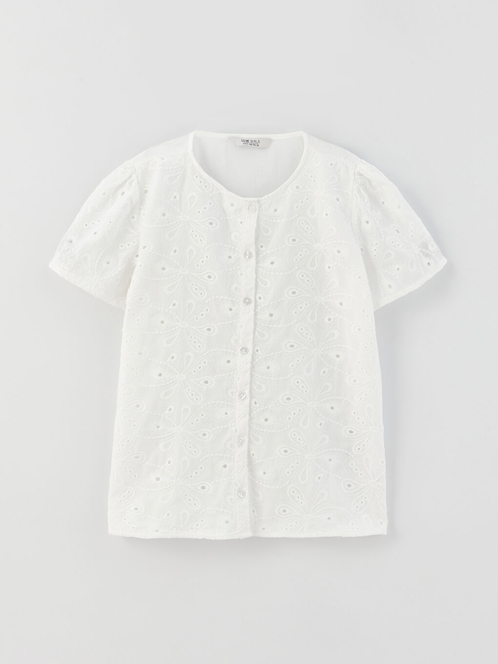 Blouse pour Filles à Manches Courtes Brodée à Col Rond