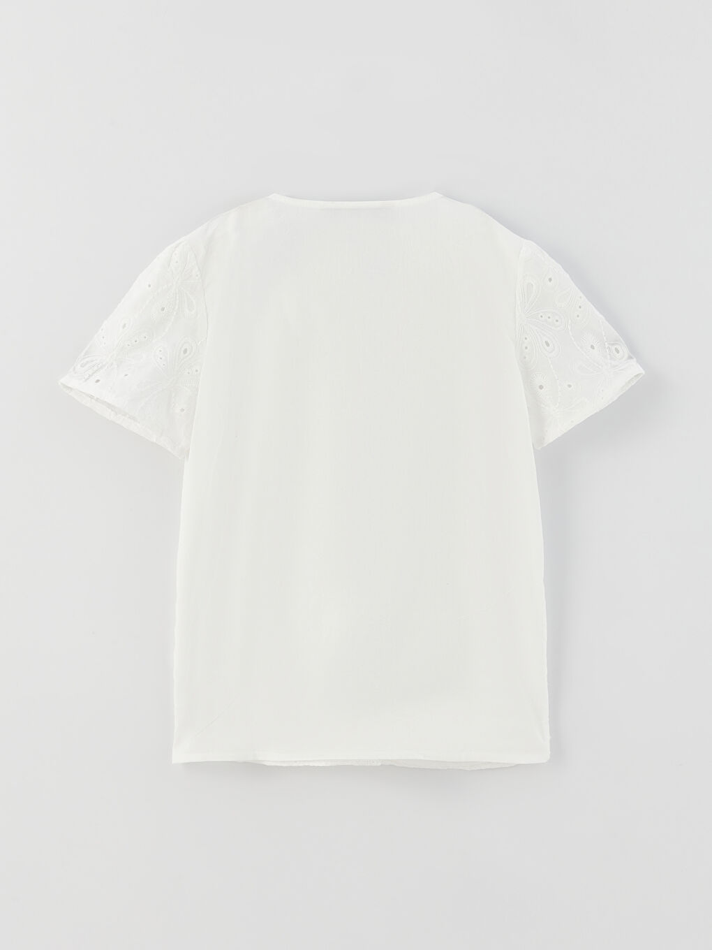 Blouse pour Filles à Manches Courtes Brodée à Col Rond-1