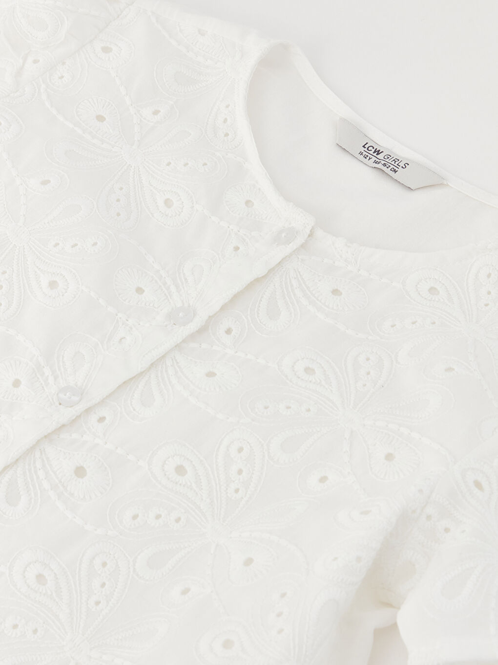 Blouse pour Filles à Manches Courtes Brodée à Col Rond-2