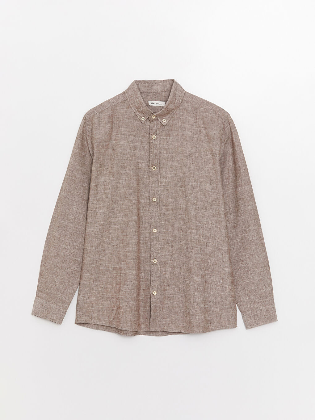 ерлерге арналған зығыр қоспасы стандартты пішім ұзын жең жейде-6