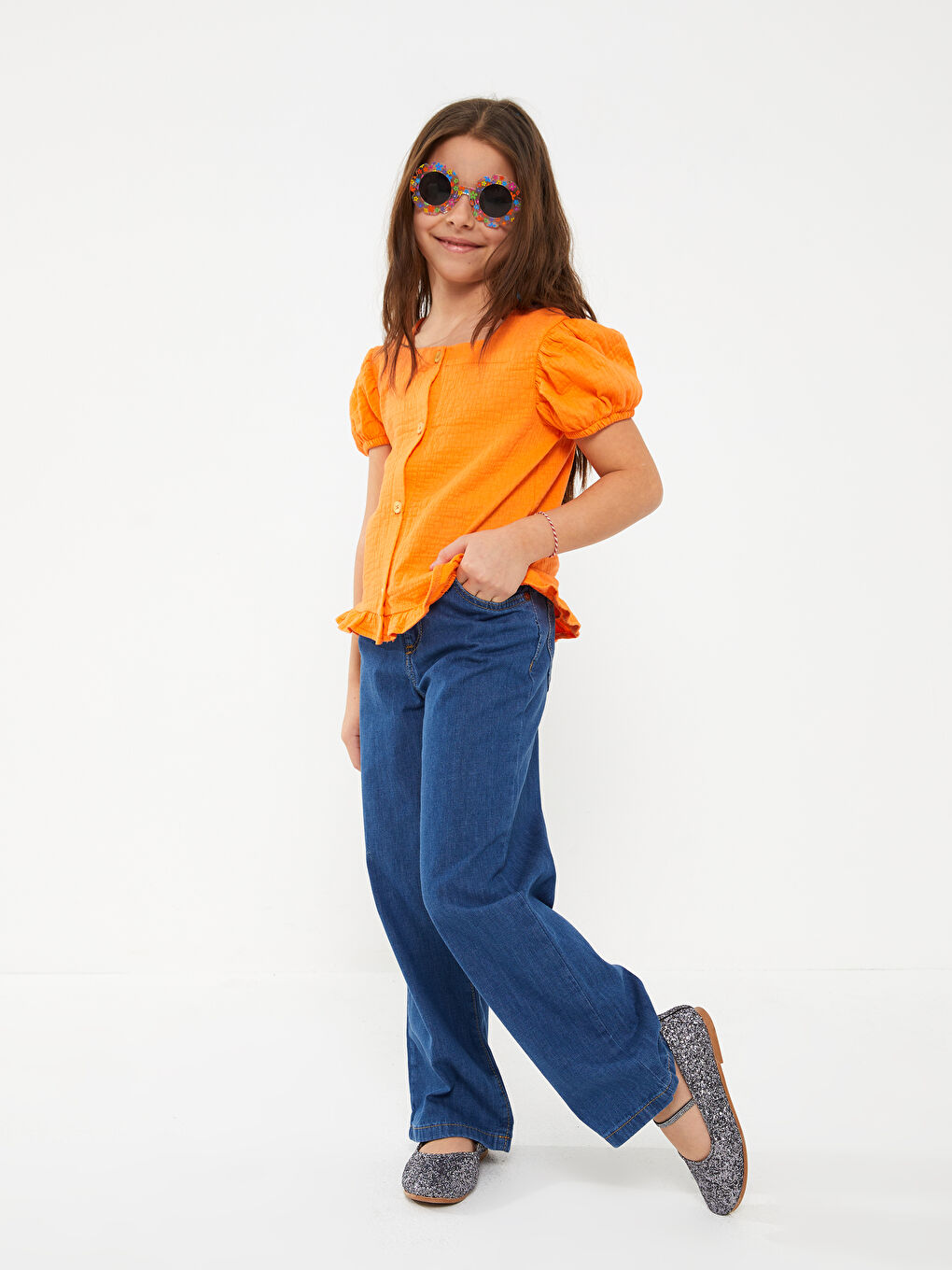 Paperbag Fit Girls Jeans