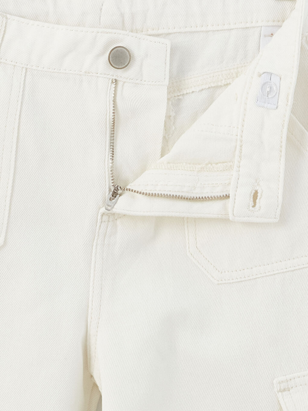 Beyaz Wideleg Kız Çocuk Jean Pantolon-4