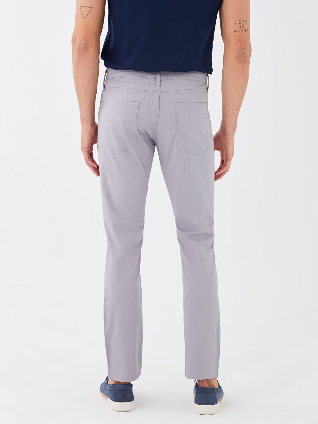 Gri Dar Kalıp Gabardin Erkek Chino Pantolon-4