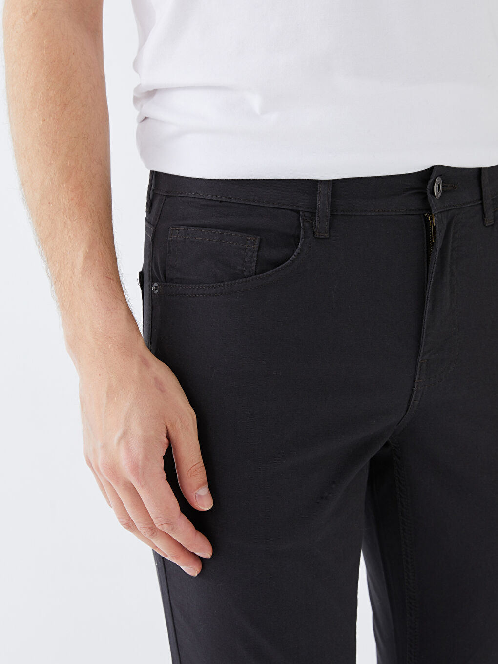 Antrasit Dar Kalıp Gabardin Erkek Chino Pantolon-3