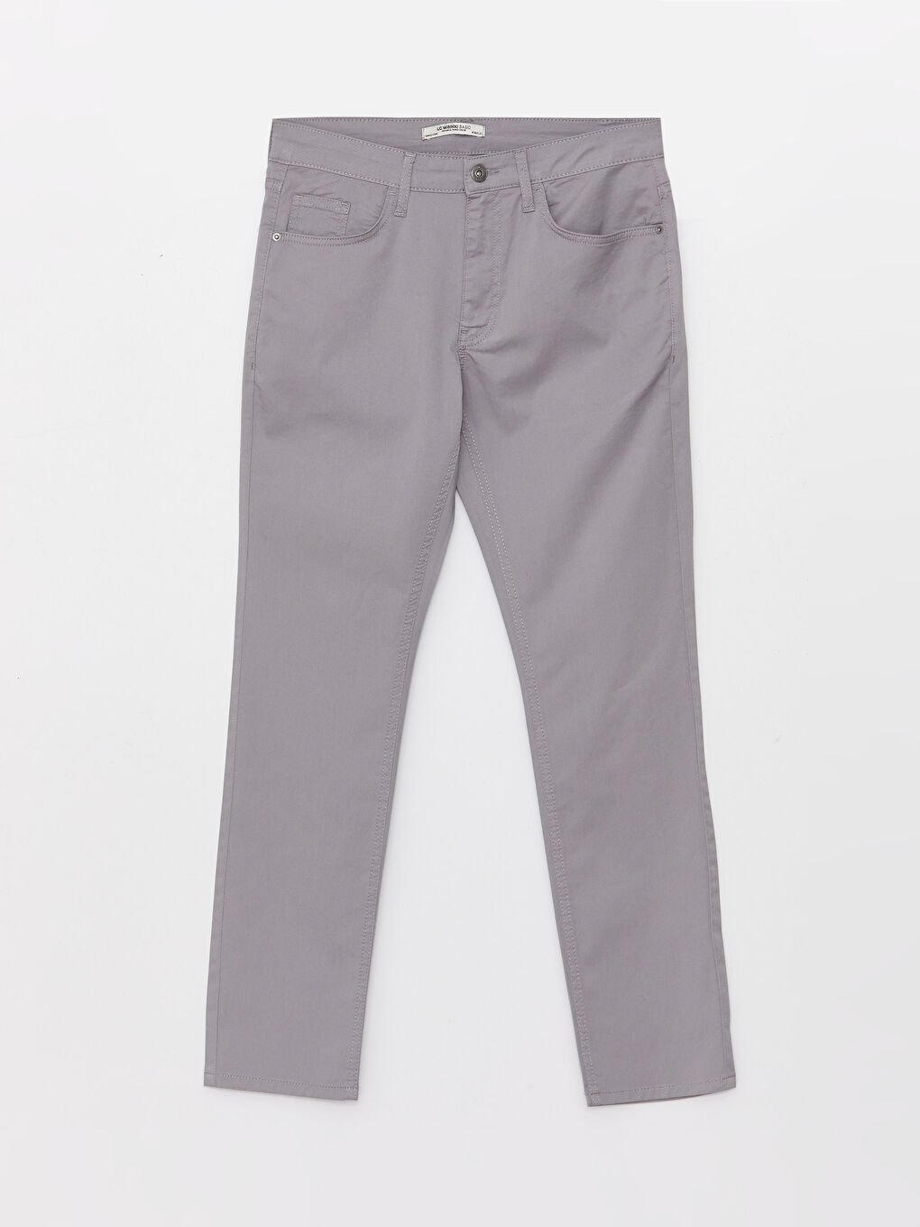Gri Dar Kalıp Gabardin Erkek Chino Pantolon-5