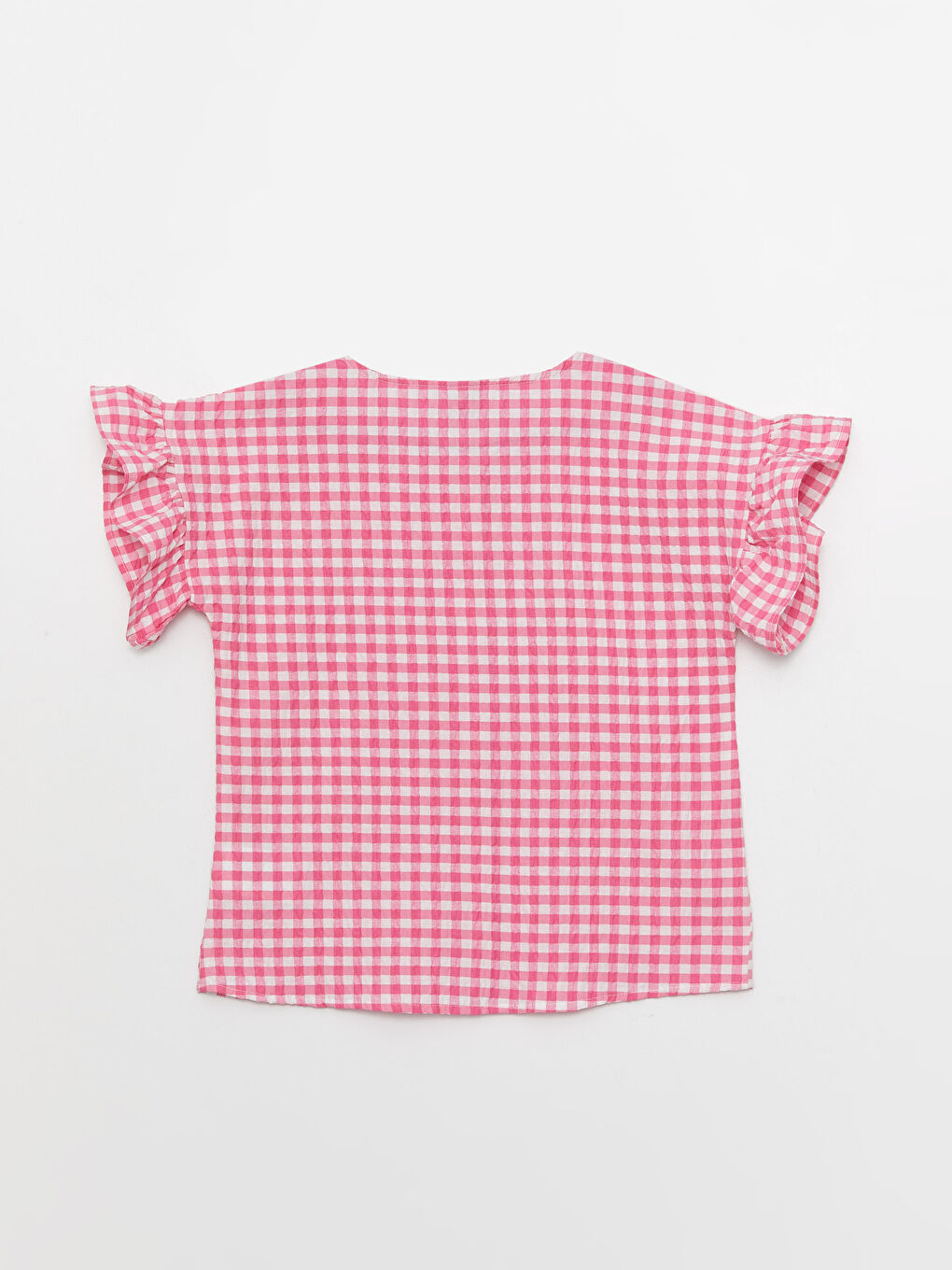 LCW Kids Crew Neck Plaid Short Sleeve Girl's Shirt -S37638Z4-LNQ