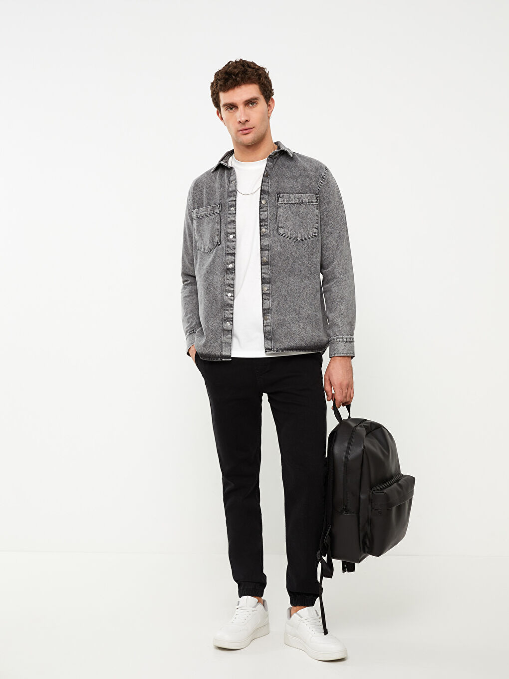 حقيبة ظهر جلد صناعي للرجال-1