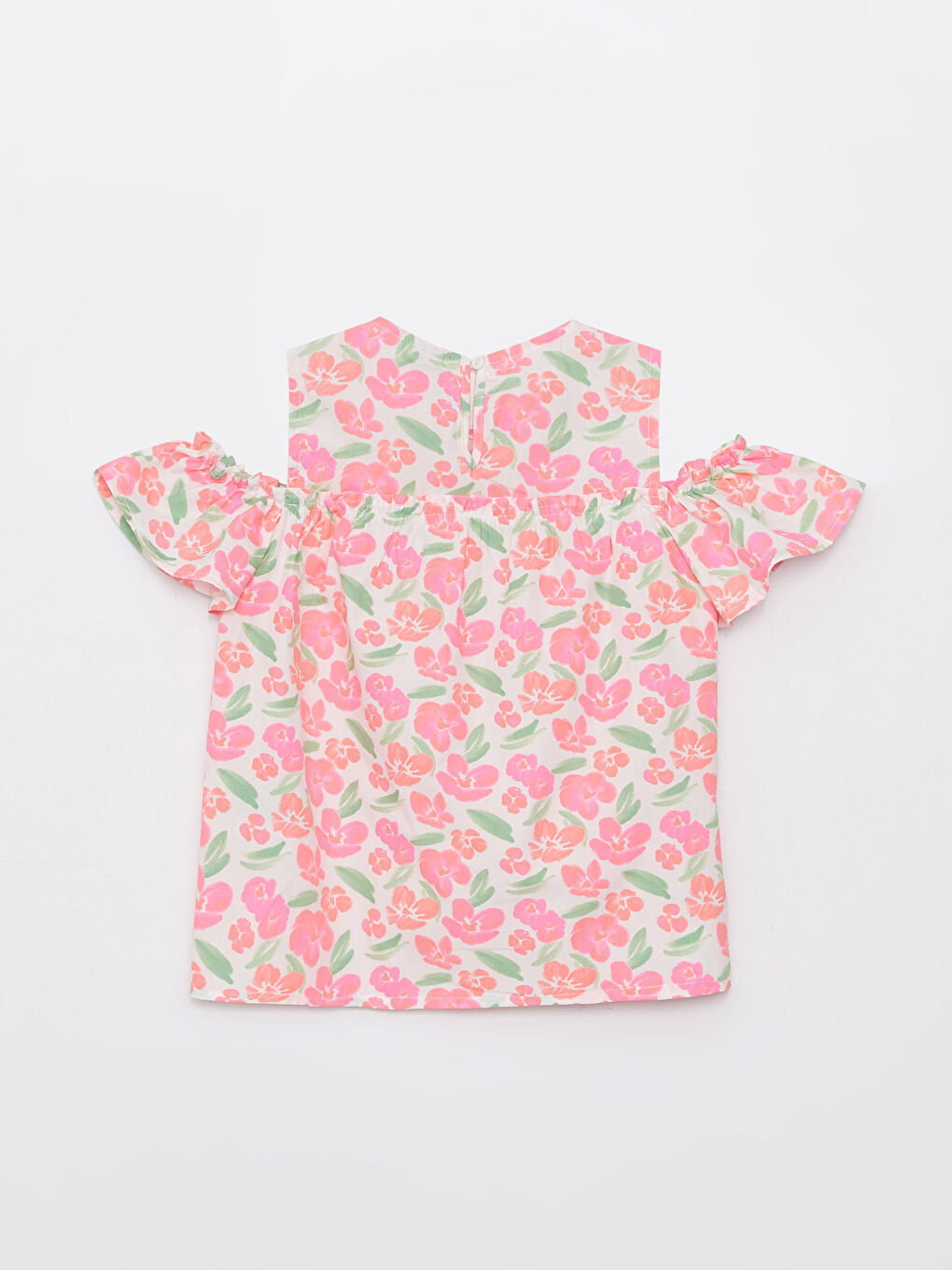 Crew Neck Patterned Poplin Girls' Blouse -S37649Z4-LU7