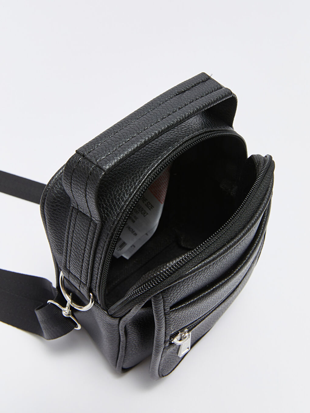 Siyah Deri Görünümlü Erkek Çapraz Çanta-4