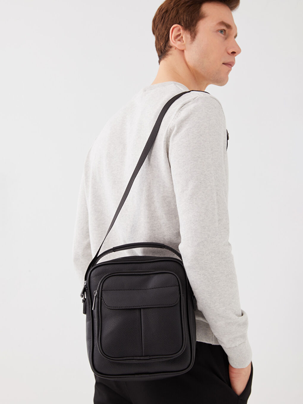 Leather Look Men's Crossbody Bag