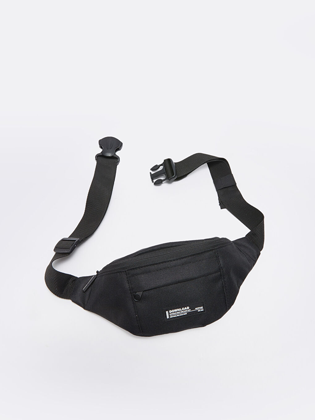 Siyah Etiket Detaylı Erkek Bel Çantası-3