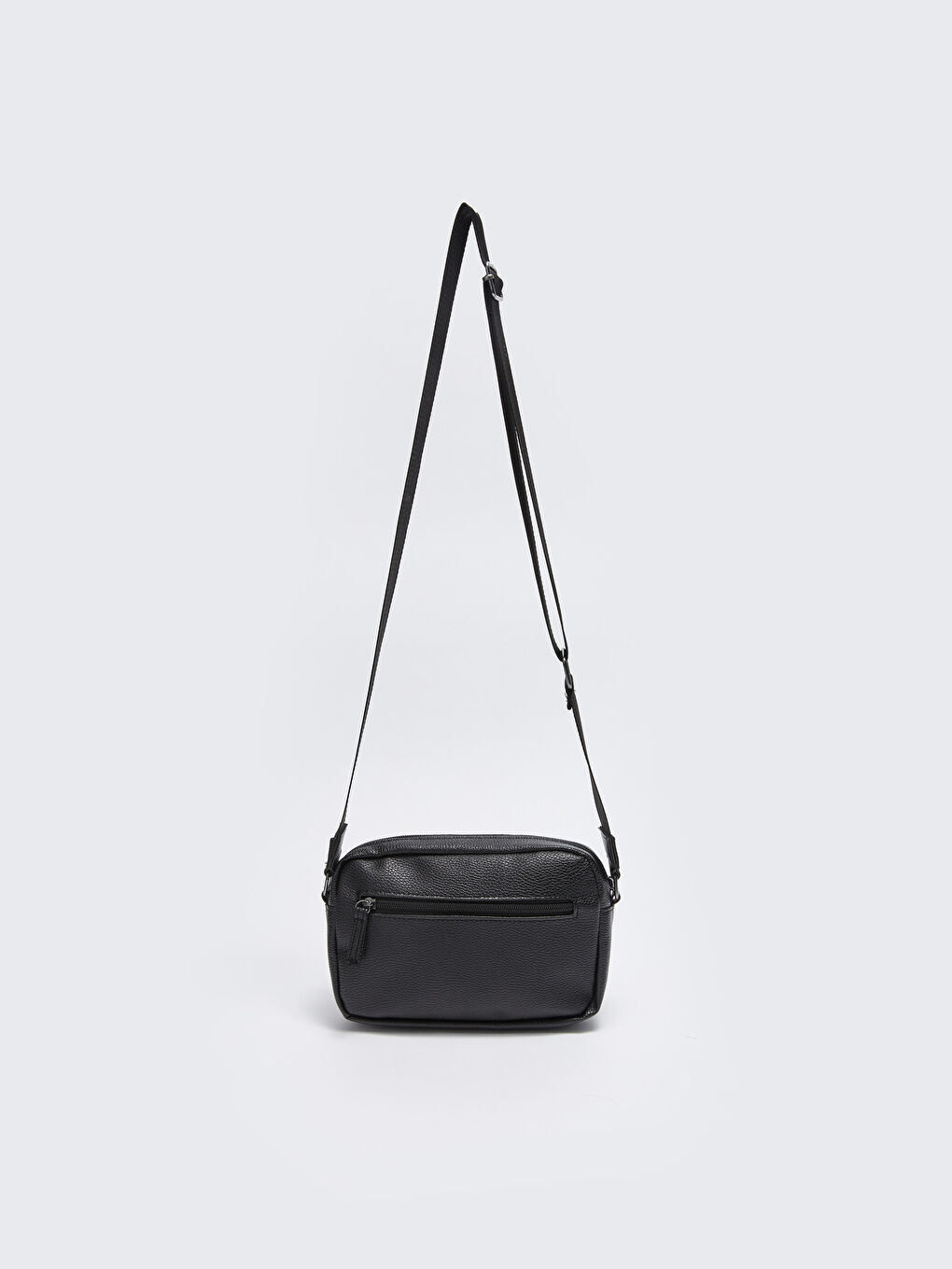 Siyah Deri Görünümlü Erkek Çapraz Çanta-4