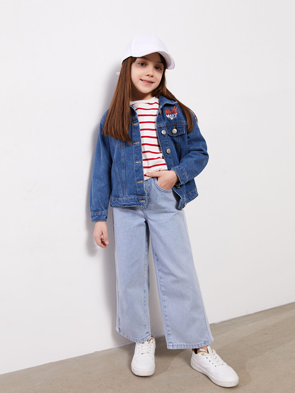 Қыздарға арналған минни маус принтті жағалы мойын джинс күртеше-2