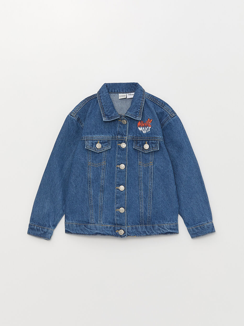 Қыздарға арналған минни маус принтті жағалы мойын джинс күртеше-3