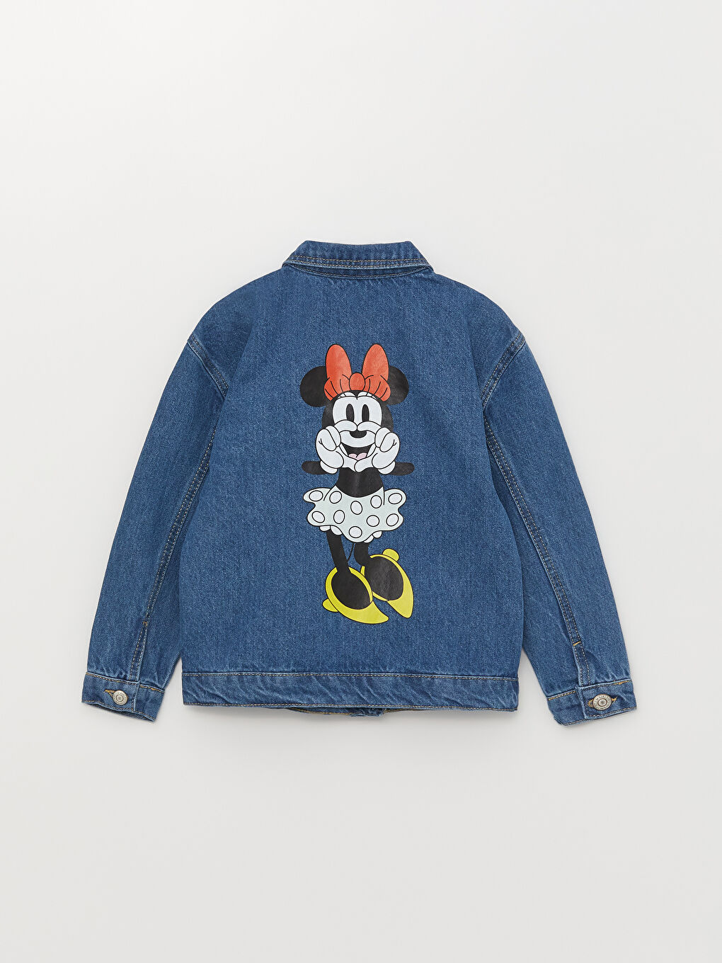 Қыздарға арналған минни маус принтті жағалы мойын джинс күртеше-4