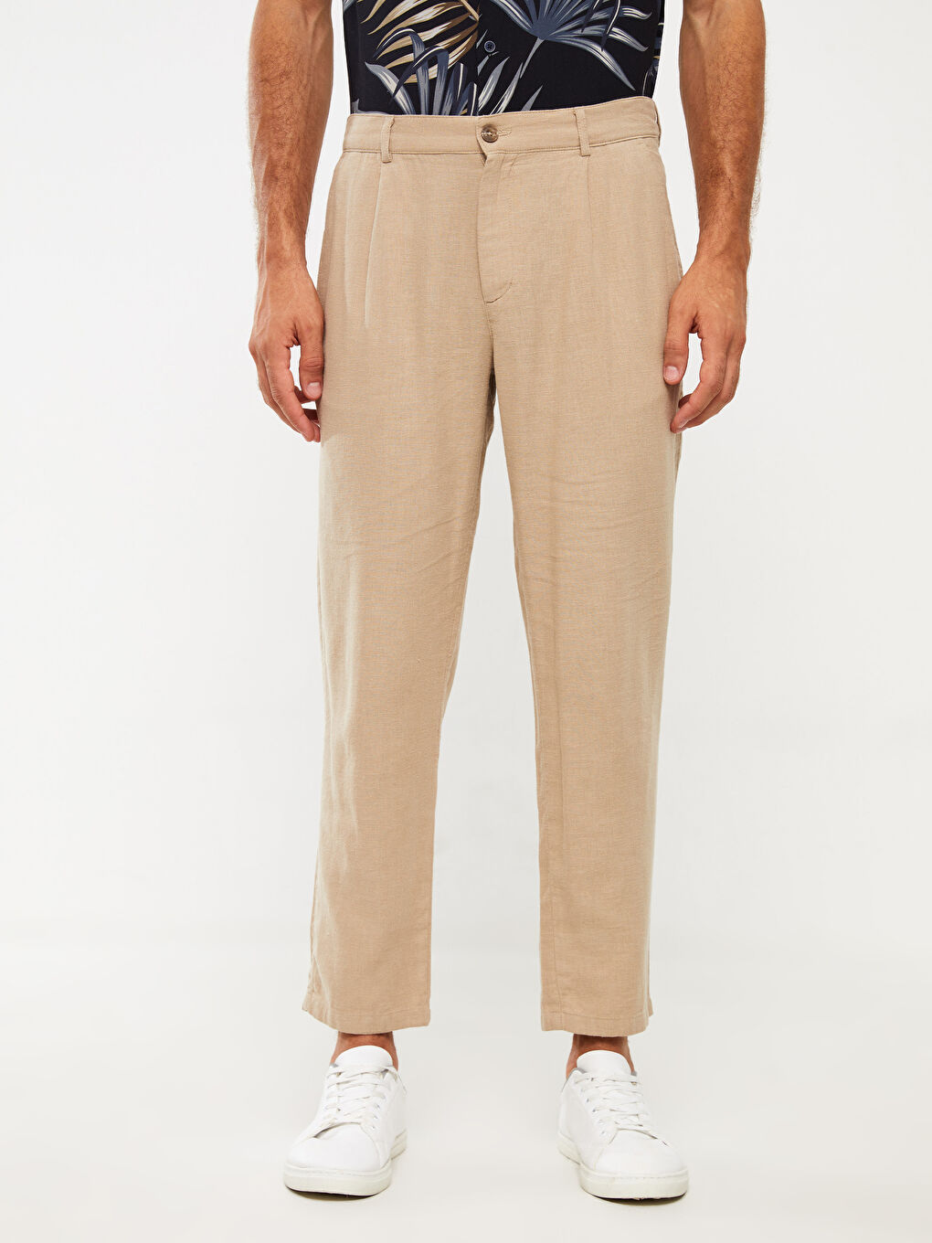 Slim Fit Linen Blended Blended Men's Trousers-3