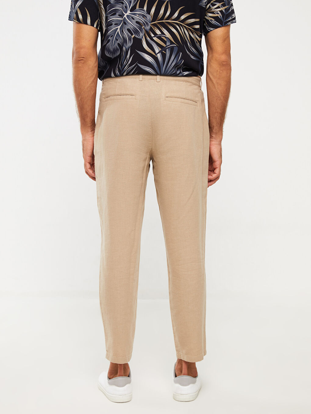 Slim Fit Linen Blended Blended Men's Trousers-4