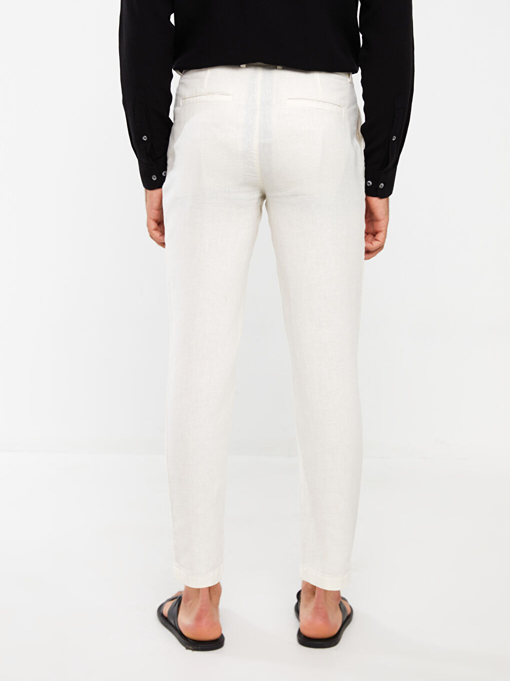 Slim Fit Linen Blended Blended Men's Trousers-3