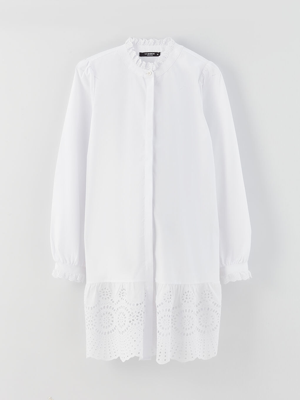 Grandad Collar Embroidered Long Sleeve Maternity Tunic -S37741Z8-E5X