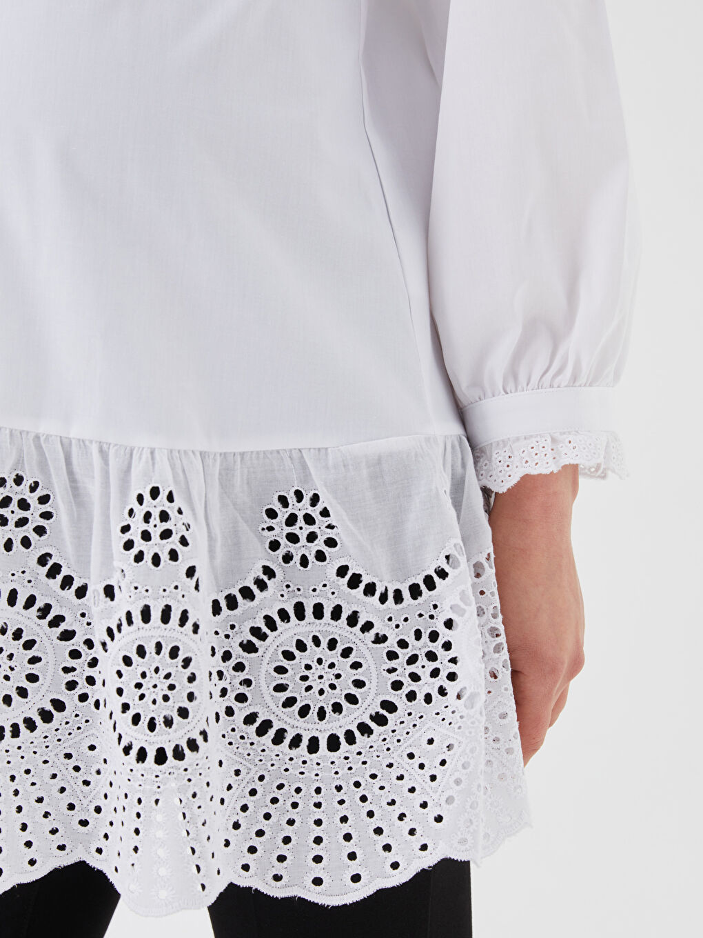 Grandad Collar Embroidered Long Sleeve Maternity Tunic -S37741Z8-E5X