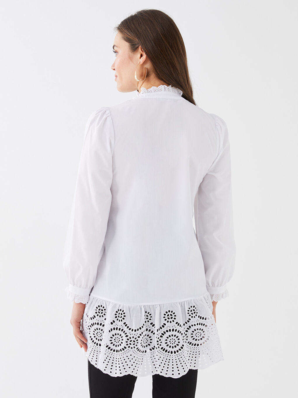 Grandad Collar Embroidered Long Sleeve Maternity Tunic -S37741Z8-E5X