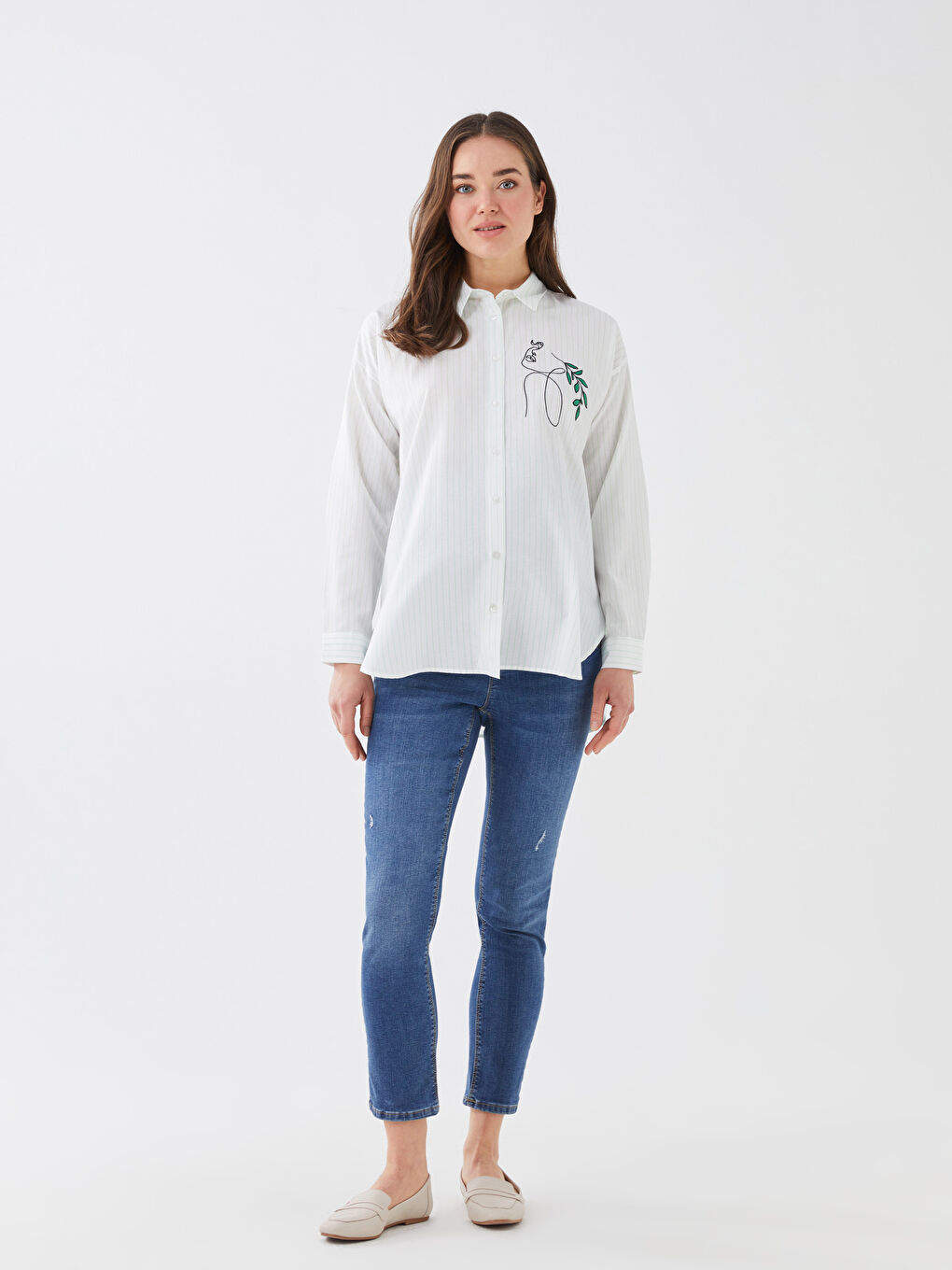 LCWAIKIKI Maternity Baskılı Uzun Kollu Hamile Gömlek -S37742Z8-LFT