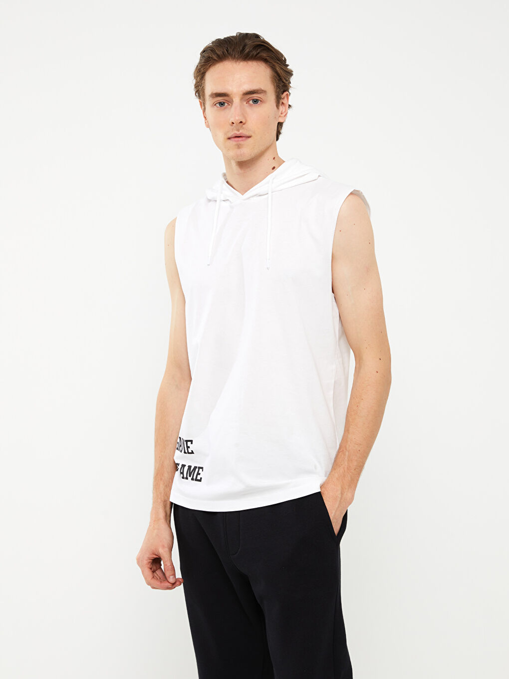 Hooded Printed Men's Sleeveless T-Shirt-1