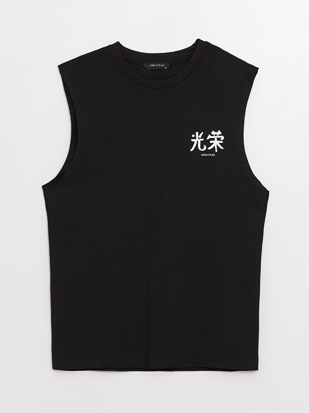 Maiou pentru Bărbați cu Guler Rotund și Imprimeu din Jerseu, Fără Mâneci-4