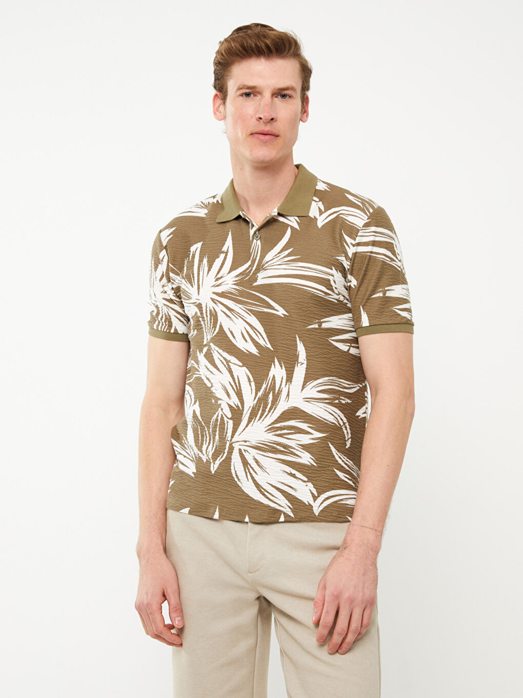 LCW Vision T-shirt à motifs à manches courtes pour hommes avec col polo