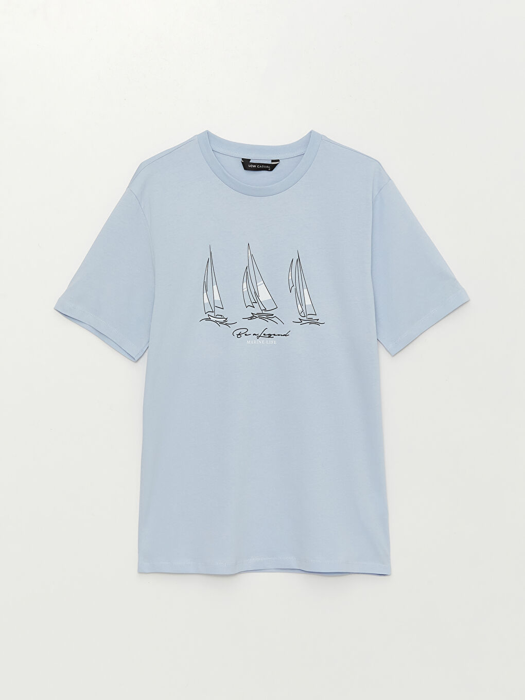 Mavi Bisiklet Yaka Kısa Kollu Baskılı Penye Erkek Tişört-5