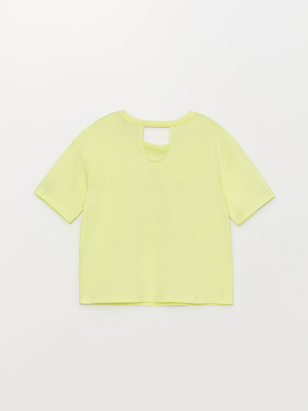 Yeşil Bisiklet Yaka Baskılı Kısa Kollu Kız Çocuk Tişört-1