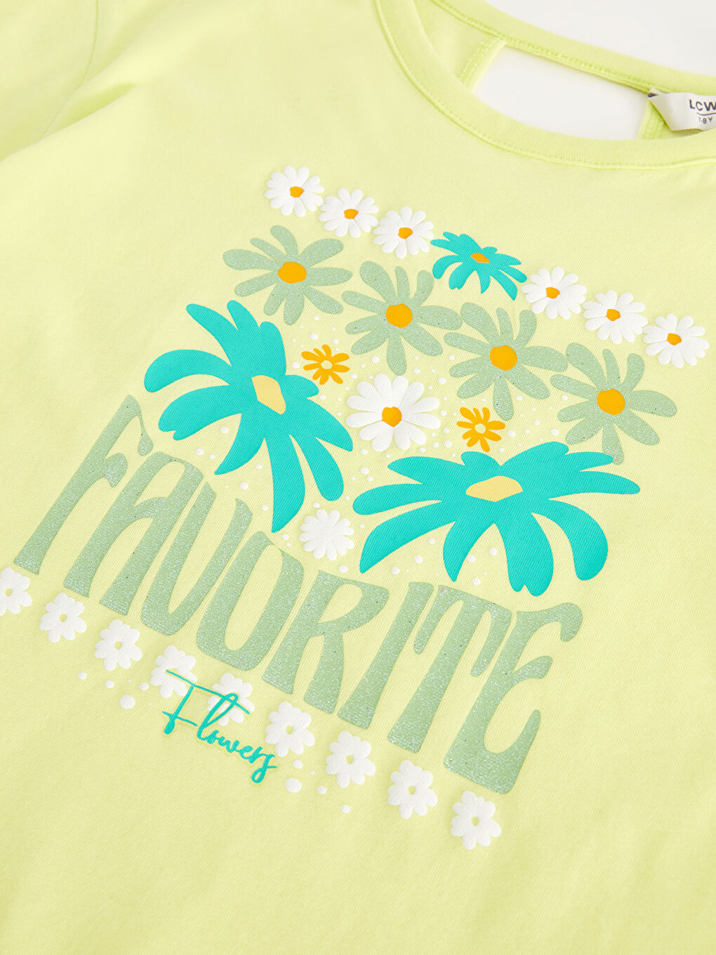 Yeşil Bisiklet Yaka Baskılı Kısa Kollu Kız Çocuk Tişört-2