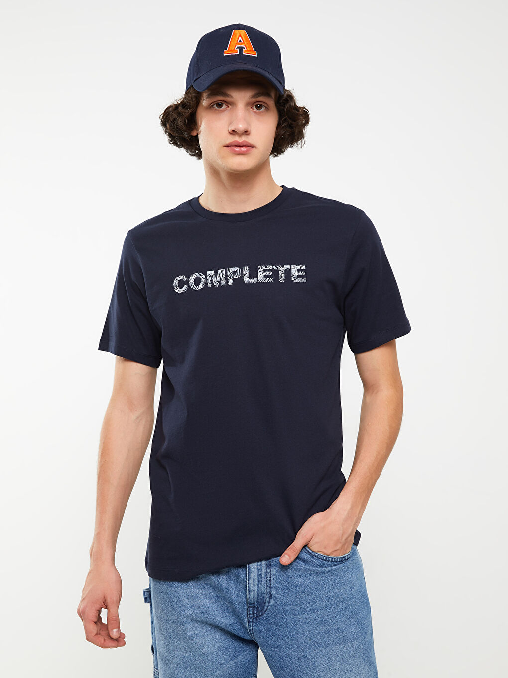 Crew Neck Short Sleeve Printed Combed Cotton Men's T-shirt-1