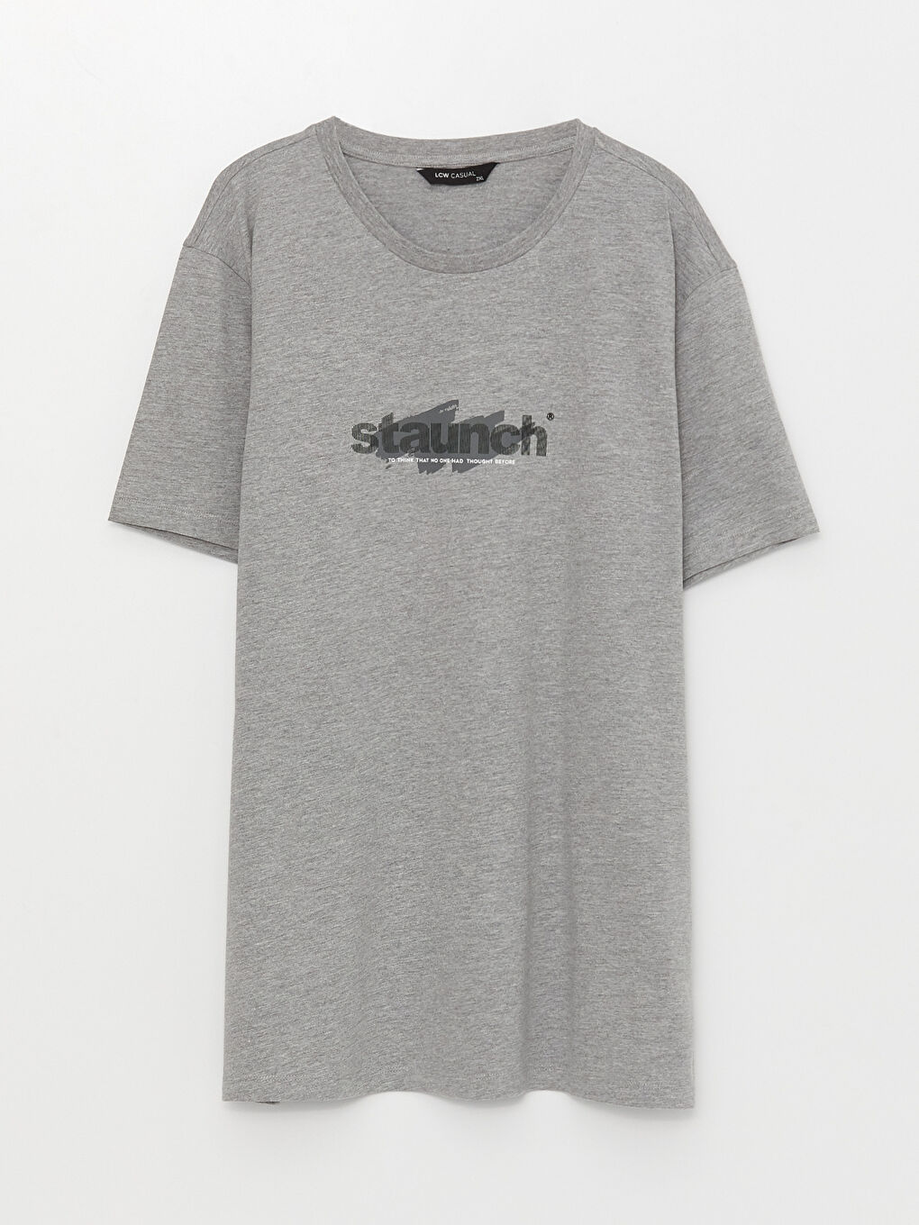 Gri Bisiklet Yaka Kısa Kollu Baskılı Penye Erkek Tişört