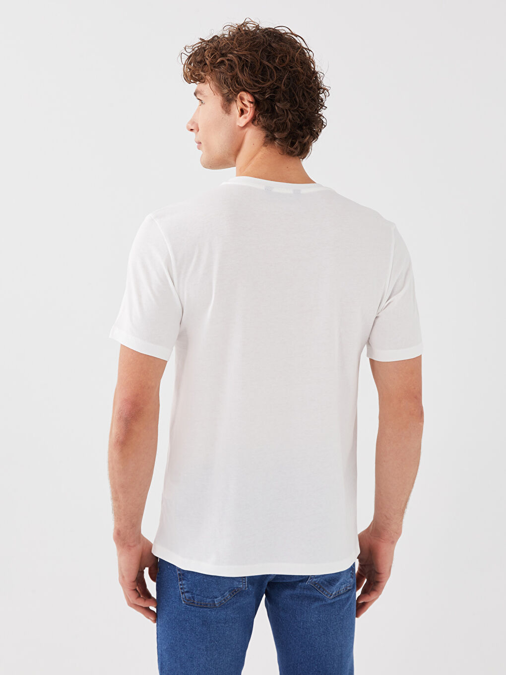 تيشيرت رجالي ياقة دائرية كم قصير مطبوع قطن ممشط-4