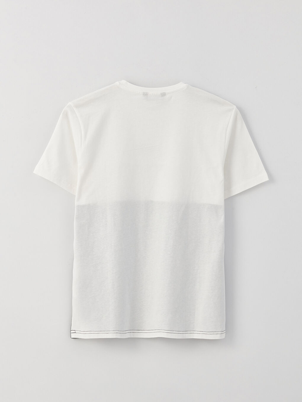 Ekru Bisiklet Yaka Kısa Kollu Renk Bloklu Penye Erkek Tişört-6