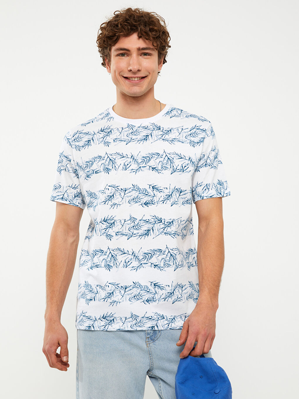 მრგვალი საყელო მოკლე სახელო ნიმუშიანი ჟერსი მამაკაცის მაისური