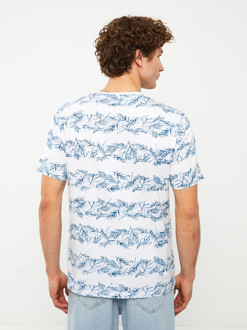 მრგვალი საყელო მოკლე სახელო ნიმუშიანი ჟერსი მამაკაცის მაისური-4