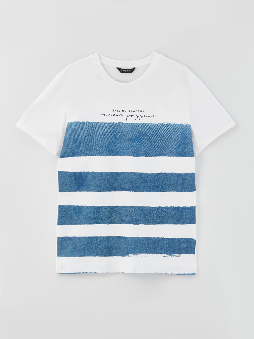 تيشيرت رجالي ياقة دائرية كم قصير مطبوع قطن ممشط-5