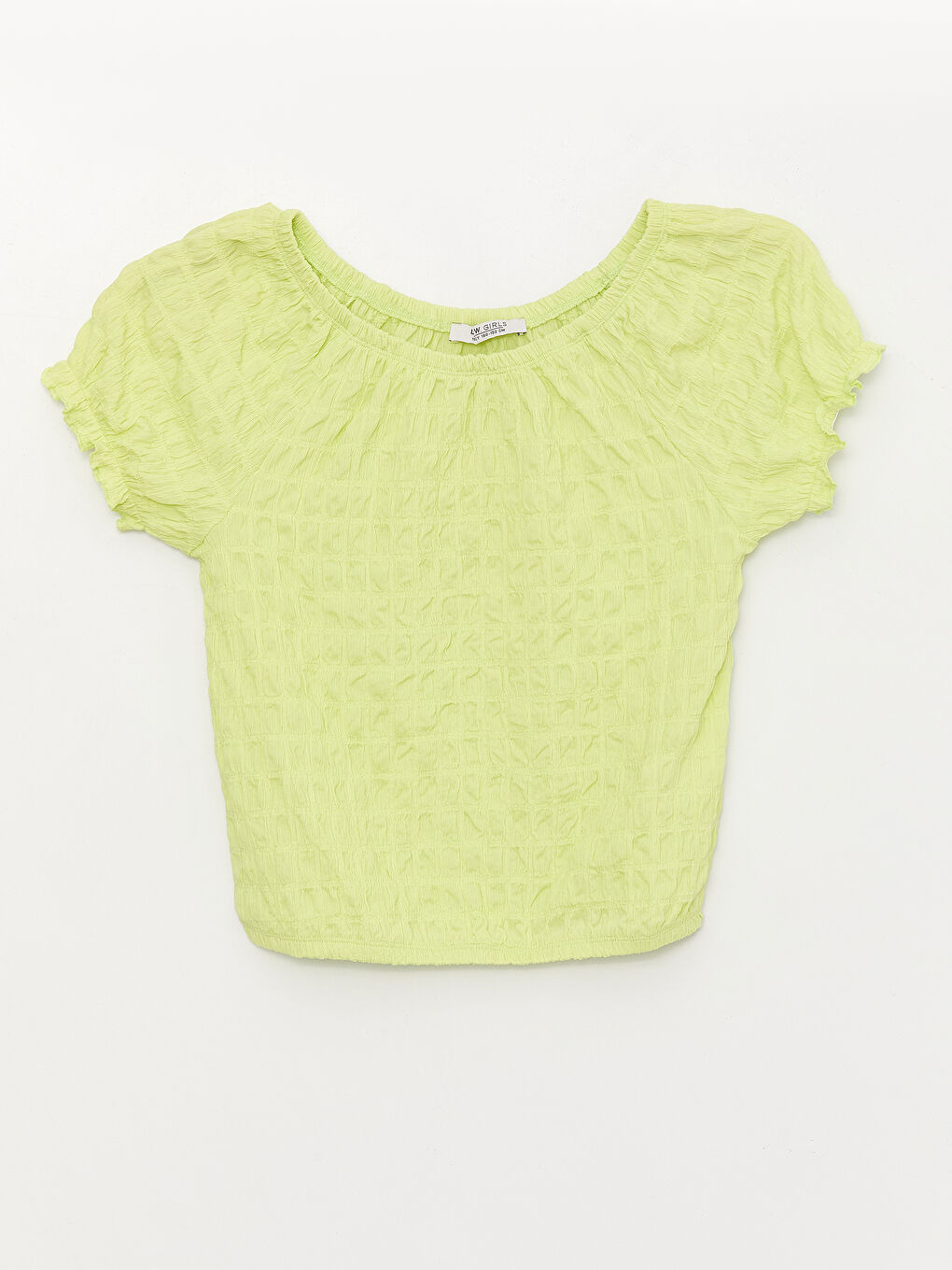 მრგვალი საყელო მოკლე სახელო გოგონებისთვის მაისური