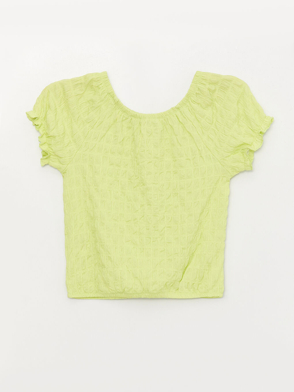 მრგვალი საყელო მოკლე სახელო გოგონებისთვის მაისური-1