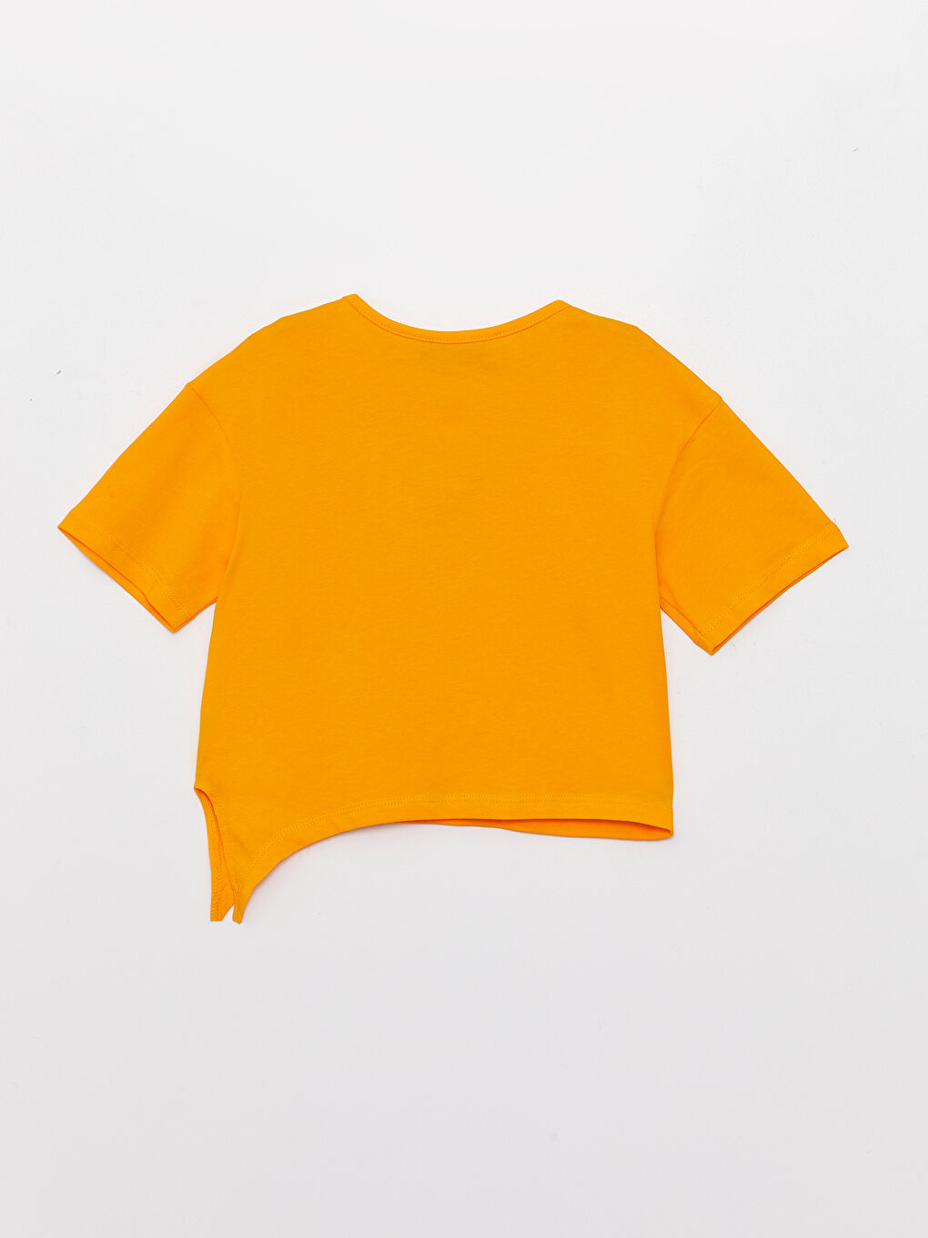 Turuncu Bisiklet Yaka Baskılı Kısa Kollu Kız Çocuk Tişört-1