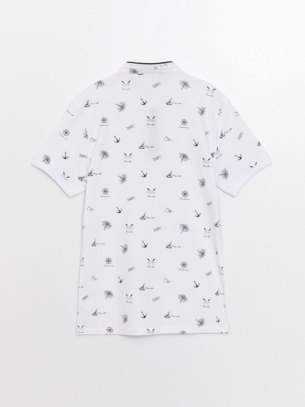 تي شيرت رجالي بكم قصير وياقة مندرين منقوش-6