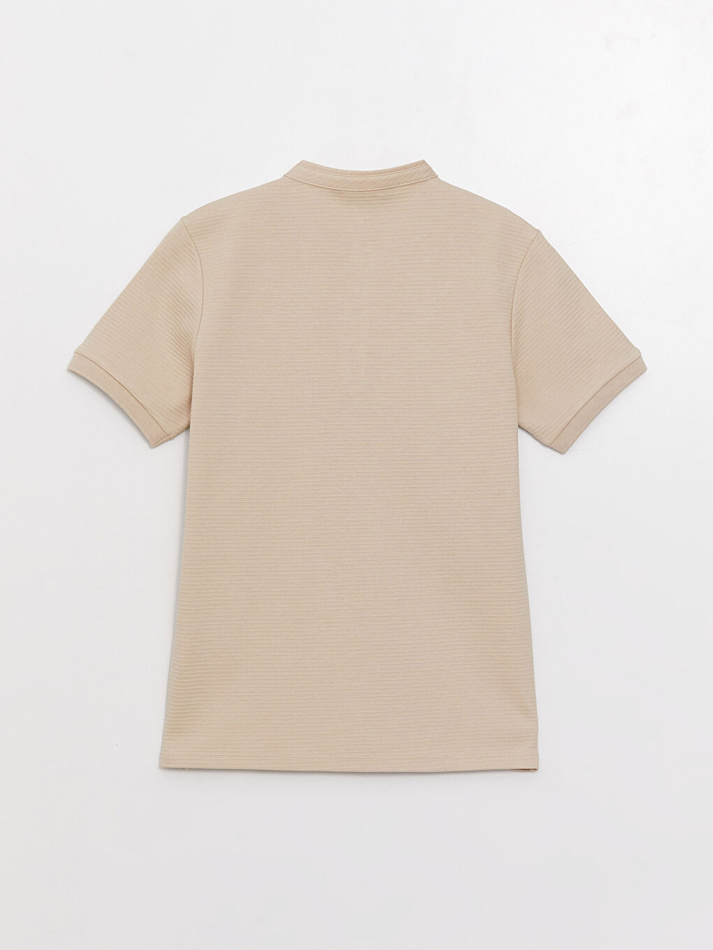 Bej Hakim Yaka Kısa Kollu Erkek Tişört-6
