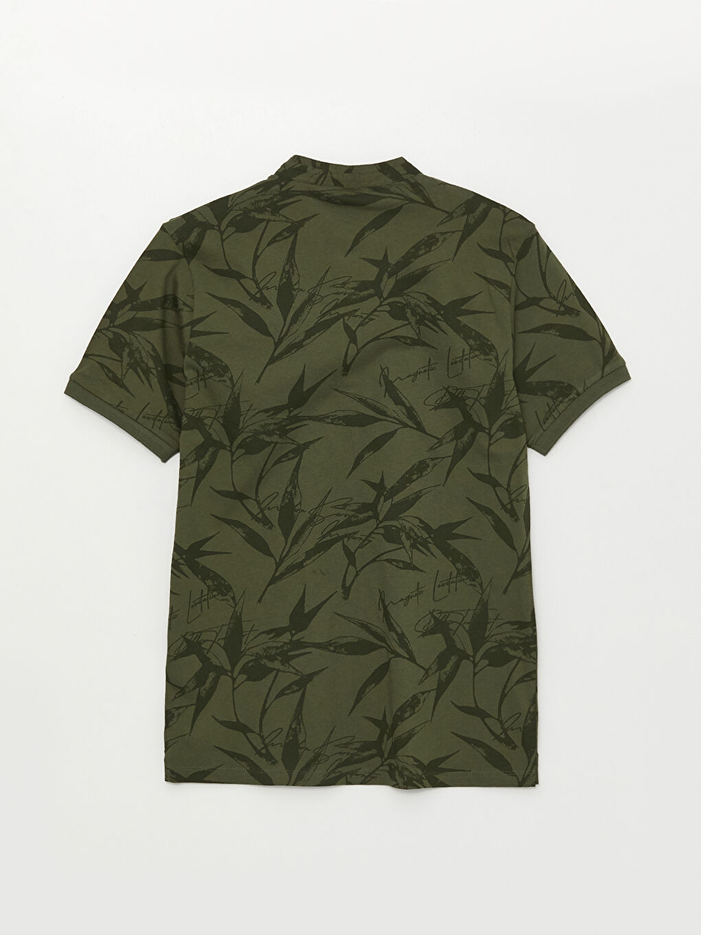 Футболка с воротником-стойка, коротким рукавом и узором для мужчин-6