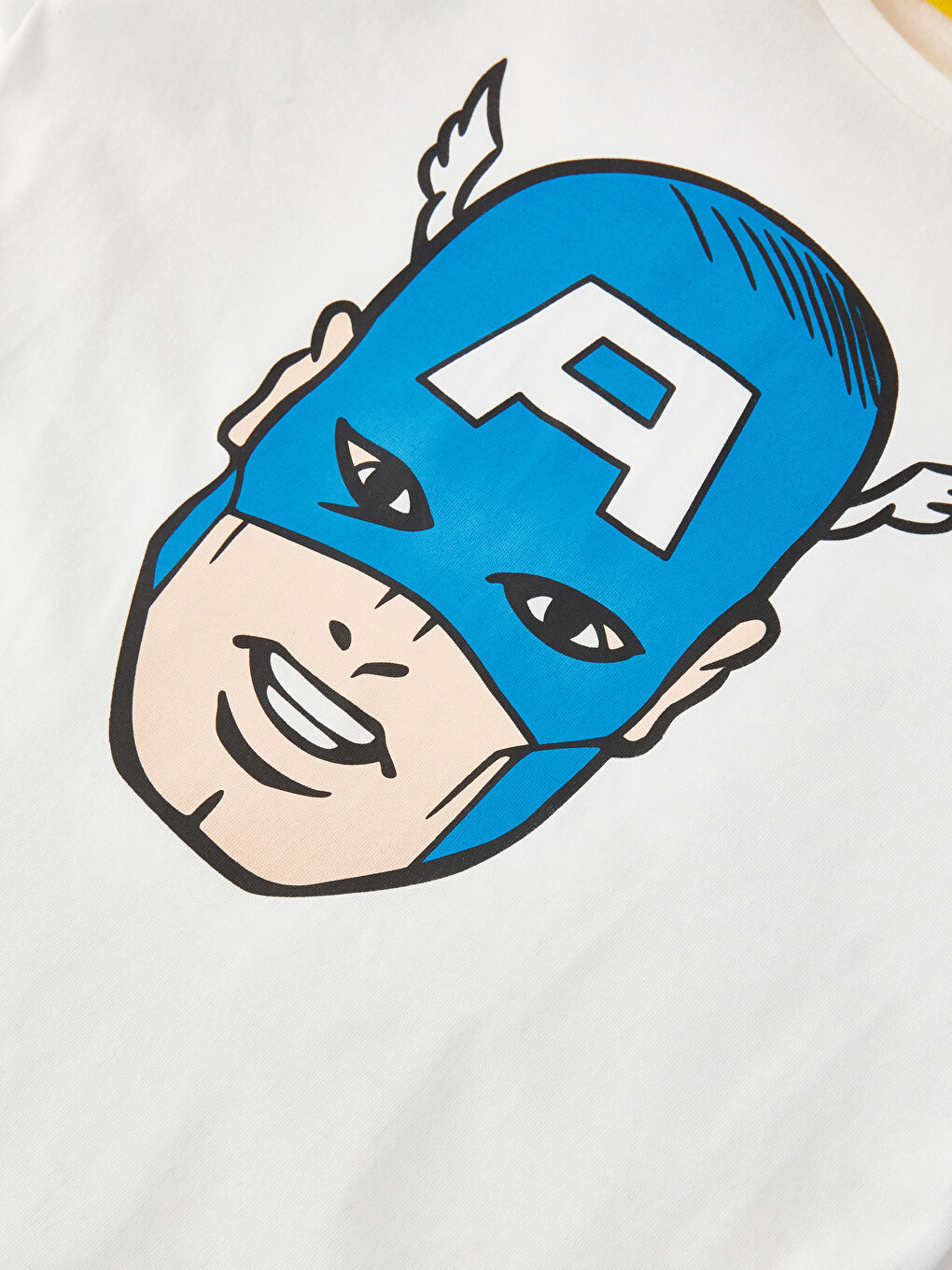 Set 2 Tricouri Băiat Mânecă Scurtă Imprimate Marvel cu Guler Rotund-4