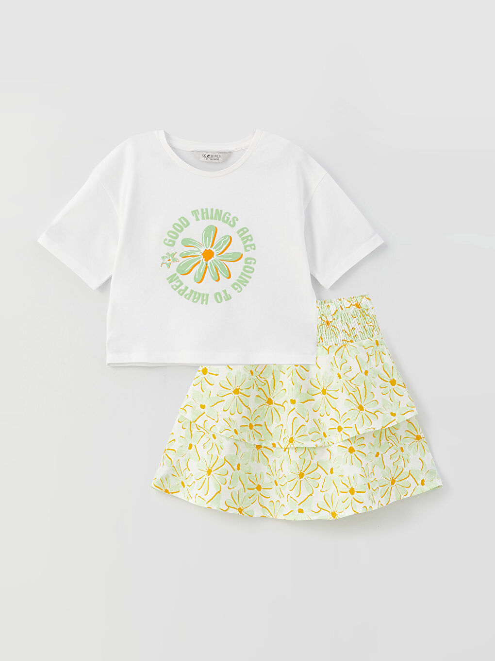 Crew Neck Girl's T-Shirt and Skirt-3