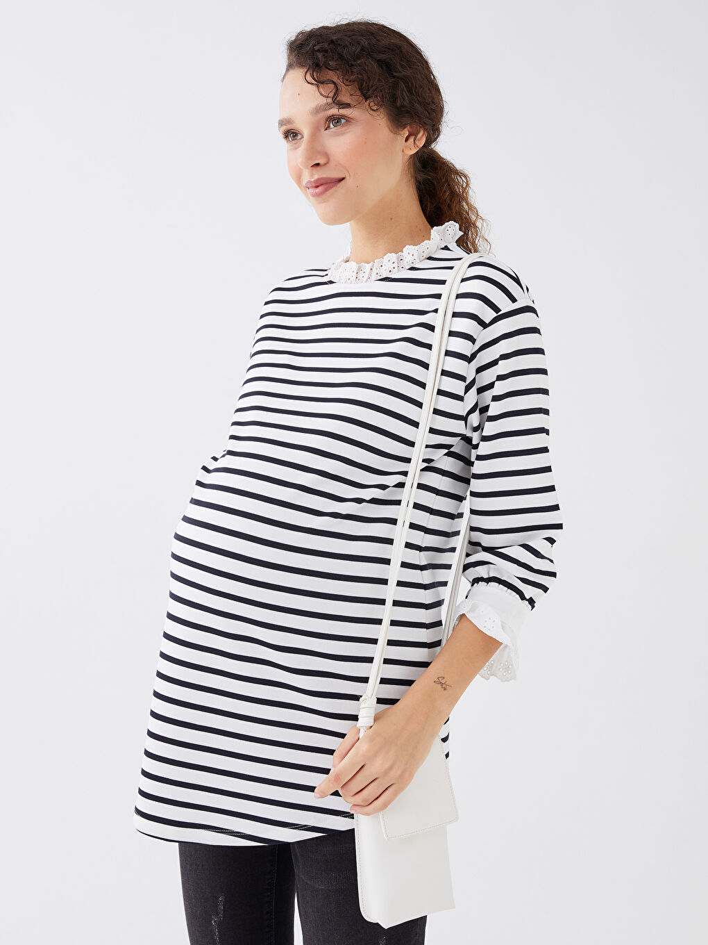 تونيك حوامل مقلم بياقة كشكش-1